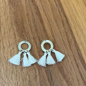 Elegant Cream Tassel Earrings